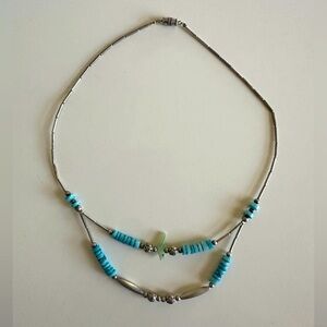 Vintage 60's/70's Silver and Turquoise Beaded Necklace